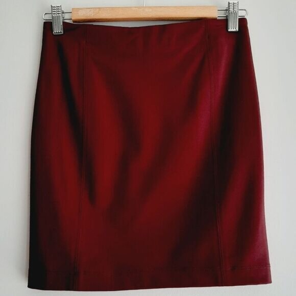 Aritzia SUNDAY BEST Mini Skirt Exposed Zip Burgundy Red Sz 6 - Picture 4 of 6
